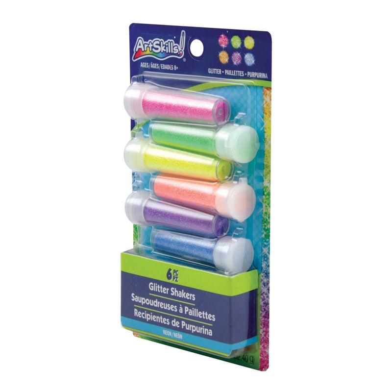 ArtSkills Neon Glitter Shaker Set, Arts and Crafts Supplies, Ultra-Fine and Bright Assorted Colors, 0.19oz Each, 6 Count - Image 3